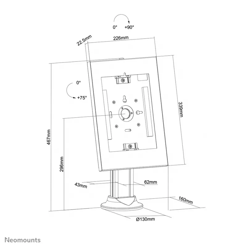 Neomounts DS15-640WH1 βάση tablet γραφείου 9,7-11 ίντσες - κλειδωνόμενη