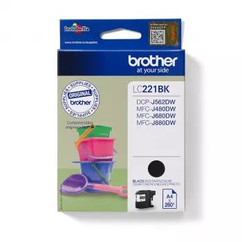 Brother LC221BK μελανοδοχείο 1 τεμ. γνήσιο μαύρο