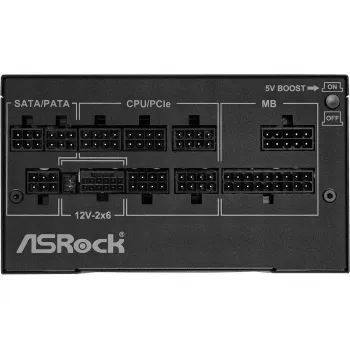 Τροφοδοτικό ASRock Phantom Gaming PG-1000G 750 W, ATX 20+4 Pin, 80 PLUS Gold, ανεμιστήρας 135 mm, πλήρως modular, μαύρο