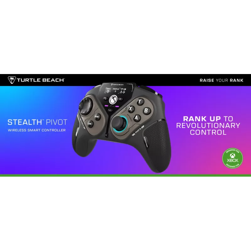 Turtle Beach Stealth Pivot ασύρματος έξυπνος χειριστής παιχνιδιών με περιστρεφόμενα modules, Display-Dashboard, Hall-Effect sticks, επαναπρογραμματιζόμενα κουμπιά για Windows-PC, Xbox Series X|S και Xbox One