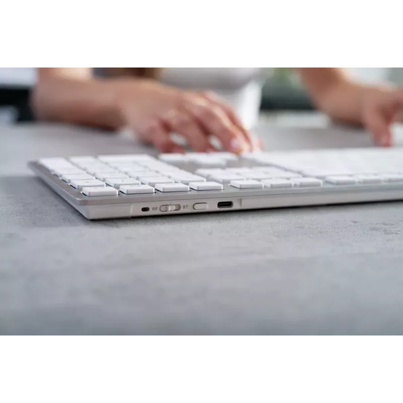 CHERRY KW 9100 λεπτό FOR MAC Πληκτρολόγιο Universal USB + Bluetooth AZERTY Γαλλικό Ασημί
