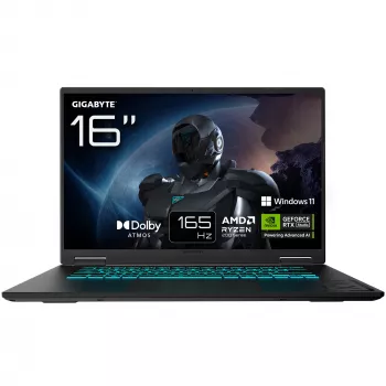 Φορητός υπολογιστής για παιχνίδια GIGABYTE GAMING A16 3WHK3DE894SH, AMD Ryzen 7 260, 40,6 cm (16 ιντσών) WUXGA 165 Hz, 16 GB DDR5, 1 TB SSD, NVIDIA GeForce RTX 5070 8 GB, Windows 11 Home, μαύρος