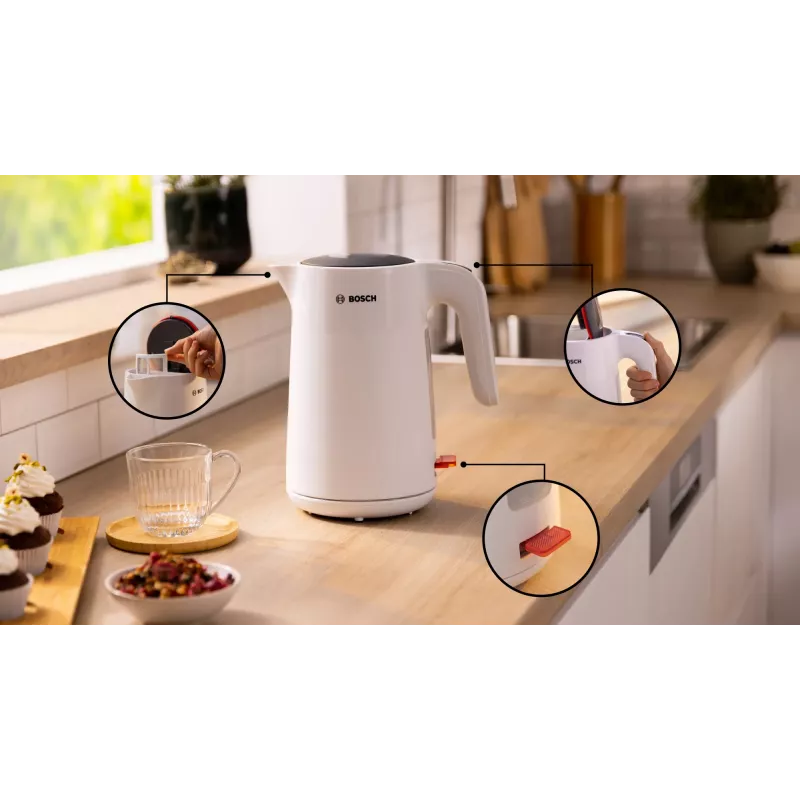 Bosch TWK2M161 βραστήρας, 1,7 l, 2400 W, λευκό, πλαστικό περίβλημα, βάση 360°