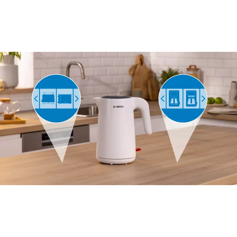 Bosch TWK2M161 βραστήρας, 1,7 l, 2400 W, λευκό, πλαστικό περίβλημα, βάση 360°