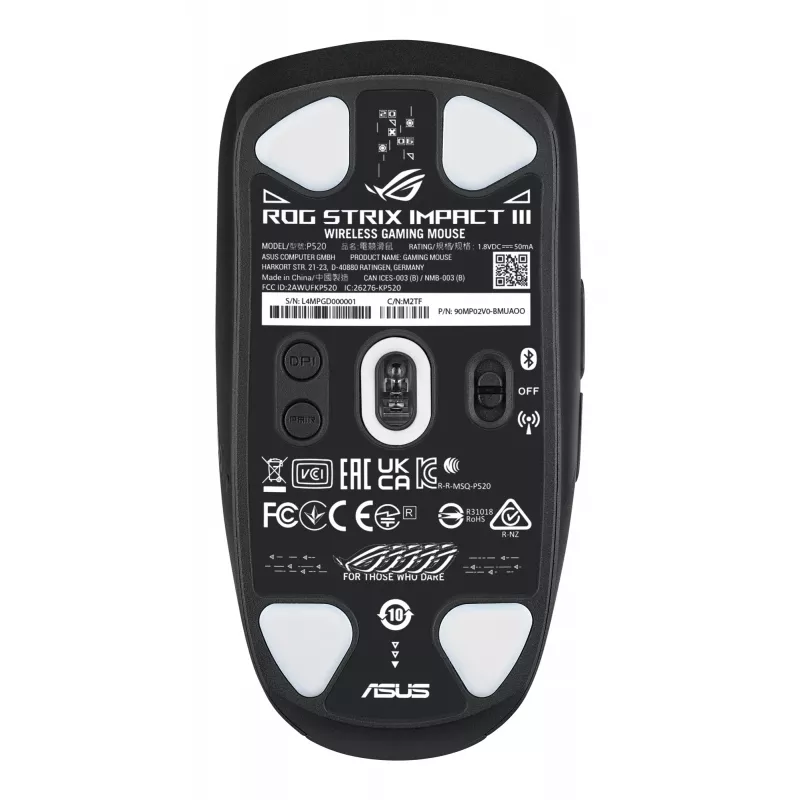 ASUS ROG Strix Impact III Wireless ποντίκι Gaming αμφιδέξιο RF Wireless + Bluetooth οπτικό 36000 DPI