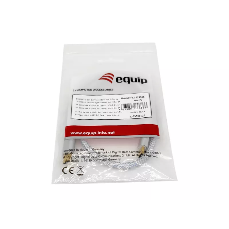 Equip καλώδιο USB 3.2 Gen 2 Type-C σε C, M/M, 0,5 m, 5A