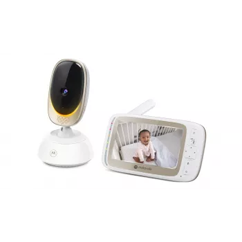 Βιντεοκάμερα Motorola VM85 CONNECT — οθόνη TFT 5 ιντσών, 480×272, εμβέλεια 300 m, 2× ψηφιακό zoom, 2,4 GHz Wi‑Fi/FHSS, αμφίδρομος ήχος, λευκό