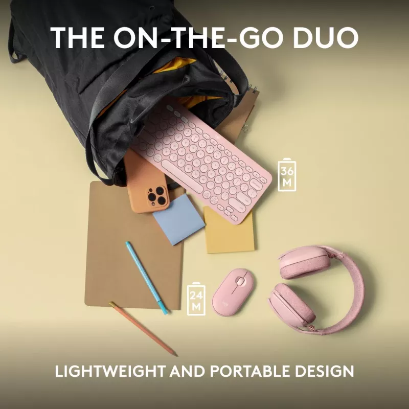 Logitech Pebble 2 Combo Ασύρματο πληκτρολόγιο ποντίκι ροζ QWERTY