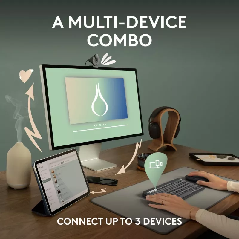 Logitech Pebble 2 Combo Ασύρματο πληκτρολόγιο ποντίκι ροζ QWERTY