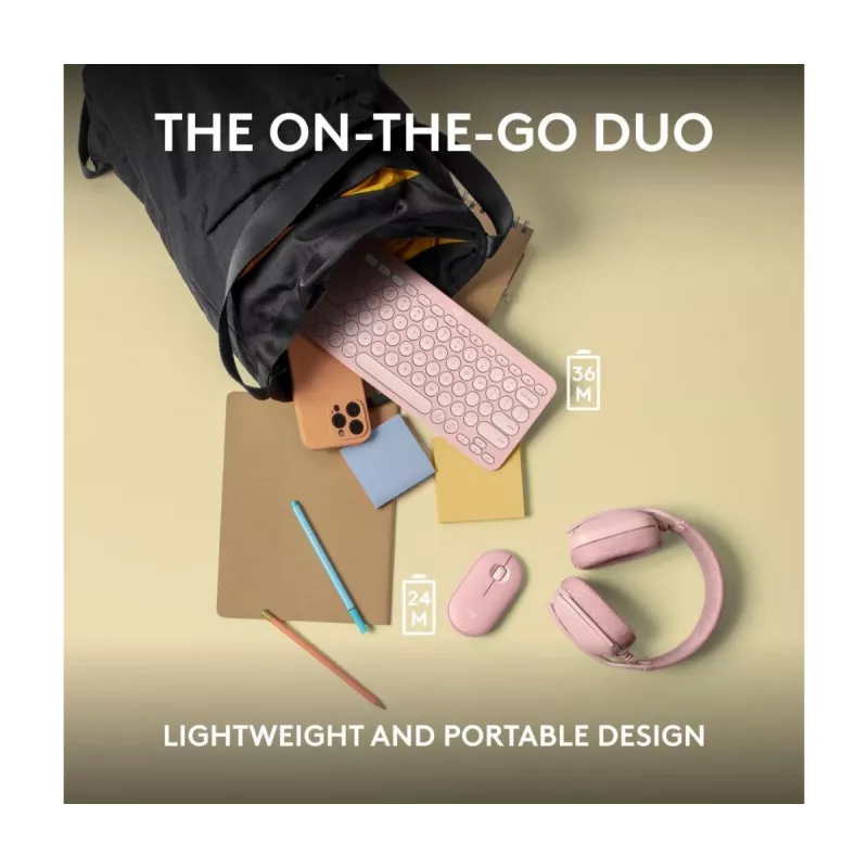 Logitech Pebble 2 Combo Ασύρματο πληκτρολόγιο ποντίκι ροζ QWERTY