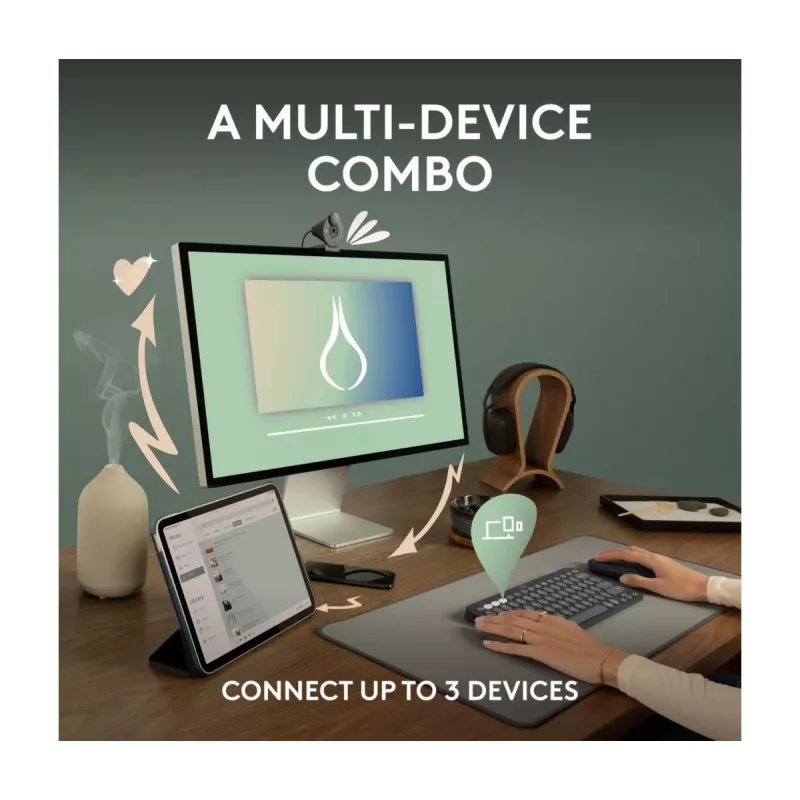 Logitech Pebble 2 Combo Ασύρματο πληκτρολόγιο ποντίκι ροζ QWERTY