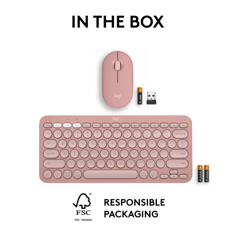Logitech Pebble 2 Combo Ασύρματο πληκτρολόγιο ποντίκι ροζ QWERTY