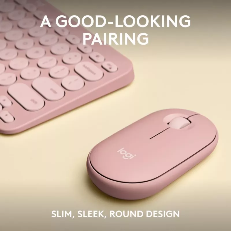 Logitech Pebble 2 Combo Ασύρματο πληκτρολόγιο ποντίκι ροζ QWERTY