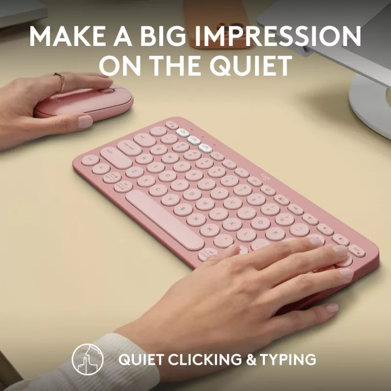 Logitech Pebble 2 Combo Ασύρματο πληκτρολόγιο ποντίκι ροζ QWERTY