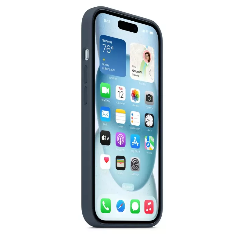 Θήκη Apple iPhone 15 σιλικόνης με MagSafe Storm Blue