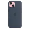 Θήκη Apple iPhone 15 σιλικόνης με MagSafe Storm Blue