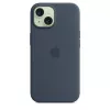 Θήκη Apple iPhone 15 σιλικόνης με MagSafe Storm Blue