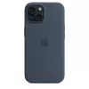 Θήκη Apple iPhone 15 σιλικόνης με MagSafe Storm Blue