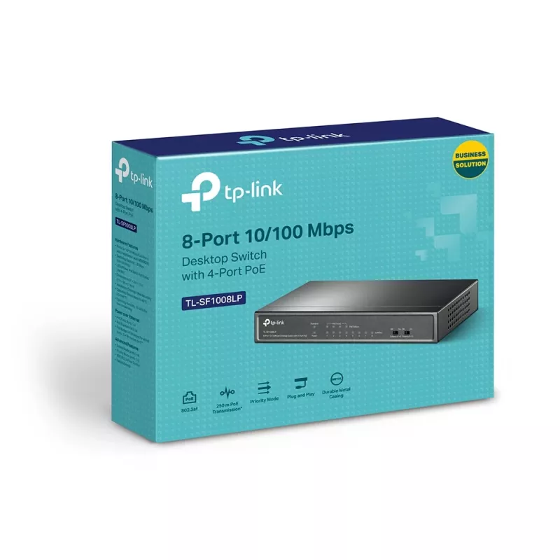 Διακόπτης δικτύου TP-Link TL-SF1008LP Unmanaged Fast Ethernet (10/100) Power over Ethernet (PoE) Μαύρο