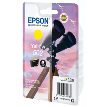 Epson μεμονωμένη συσκευασία Κίτρινο 502 μελάνι, τυπική απόδοση, Κίτρινο, χρωστική μελάνη, 3,3 ml, 1 τεμ., 165 σελίδες