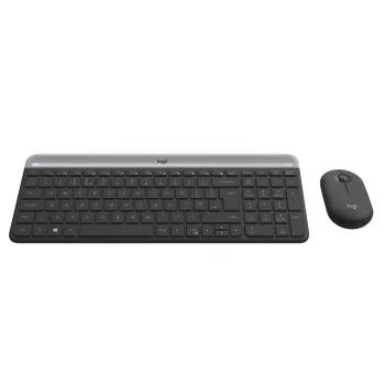 LOGITECH Λεπτό ασύρματο σετ πληκτρολογίου και ποντικιού MK470 - Graphite - AZERTY Βελγικό