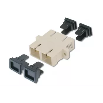 DIGITUS υποδοχή θηλυκή SC / SC Duplex, χρώμα γκρι, δακτύλιος ζιρκονίας, πλαστικό κουτί, Multimode, με υλικά στερέωσης