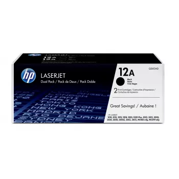 HP 12A συσκευασία 2 τεμ. μαύρο γνήσιοι τόνερ LaserJet, 4000 σελίδες, μαύρο, 2 τεμ.