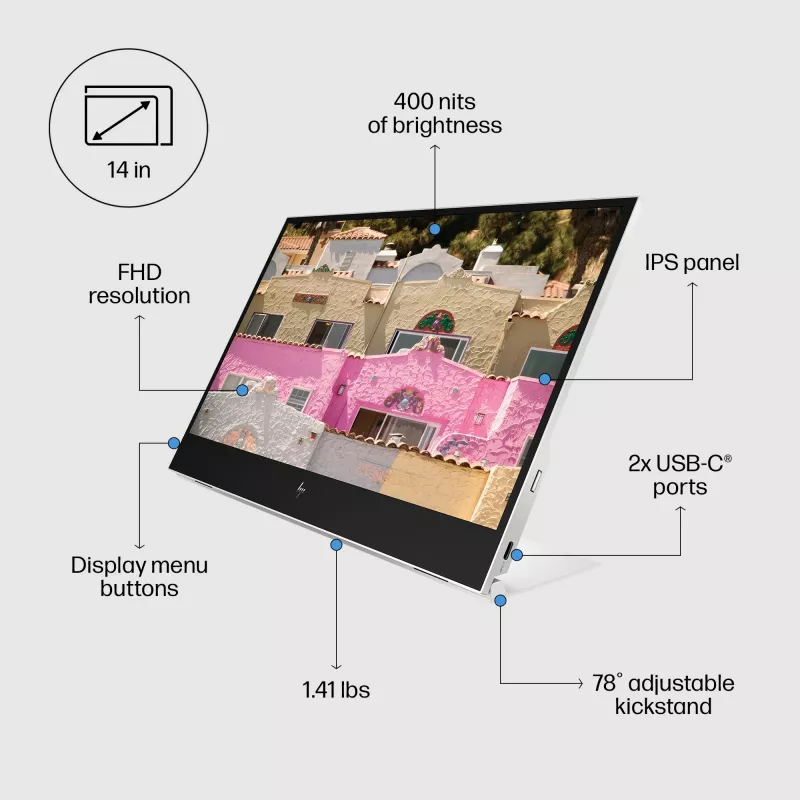 HP E-Series E14 G4 φορητή οθόνη, 35,6 cm (14 ίντσες), 1920 x 1080 pixel, Full HD, LCD, 5 ms, ασημί