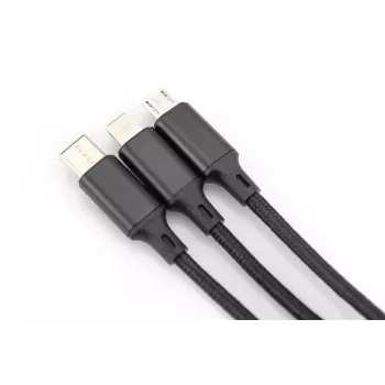 DIGITUS καλώδιο φόρτισης 3-in-1 USB-A – Lightning + Micro-B + Type-C 1 m