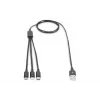 DIGITUS καλώδιο φόρτισης 3-in-1 USB-A – Lightning + Micro-B + Type-C 1 m