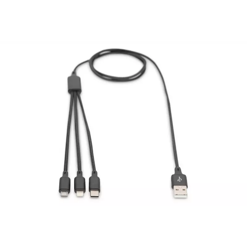 DIGITUS καλώδιο φόρτισης 3-in-1 USB-A – Lightning + Micro-B + Type-C 1 m