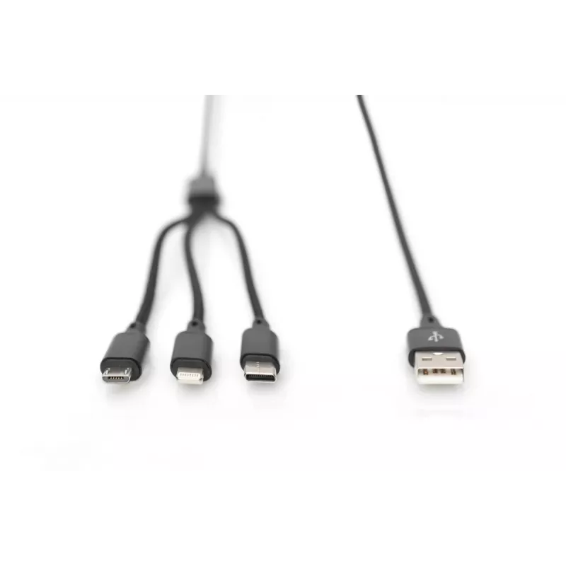 DIGITUS καλώδιο φόρτισης 3-in-1 USB-A – Lightning + Micro-B + Type-C 1 m
