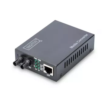 DIGITUS μετατροπέας μέσου, Multimode 10/100Base-TX σε 100Base-FX, με τροφοδοτικό, βύσμα ST, έως 2 km