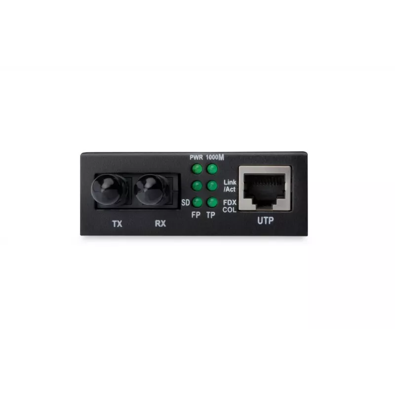 DIGITUS μετατροπέας μέσου, Multimode 10/100Base-TX σε 100Base-FX, με τροφοδοτικό, βύσμα ST, έως 2 km