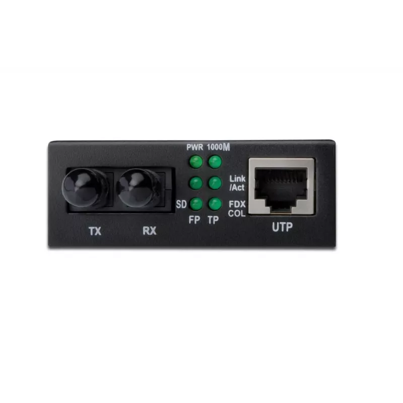 DIGITUS μετατροπέας μέσου, Multimode 10/100Base-TX σε 100Base-FX, με τροφοδοτικό, βύσμα ST, έως 2 km
