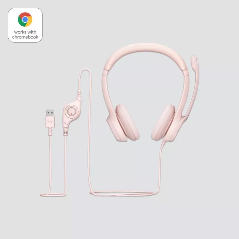 LOGITECH Headset - H390 - USB-A - ροζ