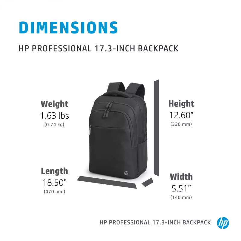 HP Professional 17.3 ιντσών σακίδιο πλάτης, Σακίδιο πλάτης, 740 g