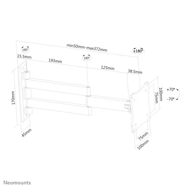 Neomounts FPMA-W830BLACK Βάση τοίχου οθόνης/τηλεόρασης 10-27 ίντσες - Full Motion