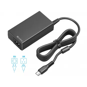 Sandberg 135-76 φορτιστής εναλλασσόμενου ρεύματος USB-C PD65W EU+UK, 65 W, 3,25 A, 100-240 V, καλώδιο 1,8 m