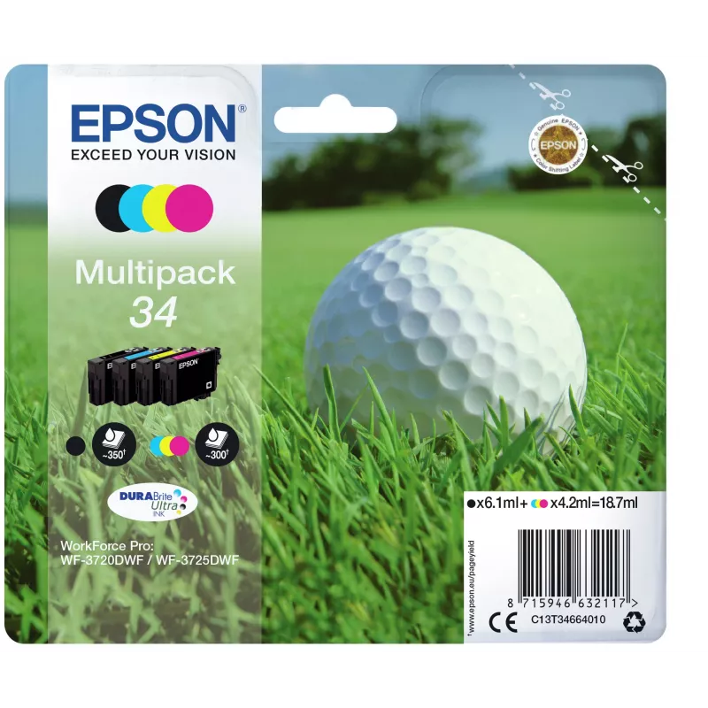 Epson Golfball Πολυσυσκευασία 4 χρώματα 34 DURABrite Ultra Μελάνι