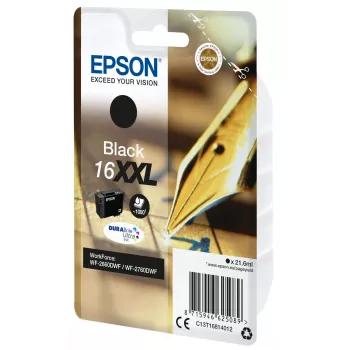 Epson ατομική συσκευασία μαύρο 16XXL DURABrite Ultra μελάνι, εξαιρετικά (σούπερ) υψηλή απόδοση, μαύρο, μελάνι pigment, 21,6 ml, 1 τεμ., 1000 σελίδες