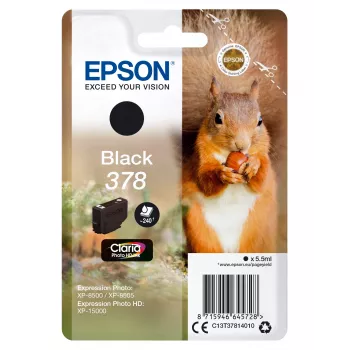 Epson Squirrel Singlepack Μαύρο 378 Claria Photo HD Μελάνι, Standardausbeute, Μαύρο, Pigmenttinte, 5,5 ml, 1 τεμ., 240 σελίδες