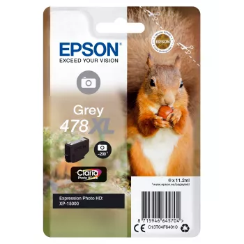 Epson Squirrel Singlepack Grey 478XL Claria Photo HD μελάνι, απόδοση High (XL), γκρι, μελάνι βαφής, 11,2 ml, 1 τεμ., 200 σελίδες