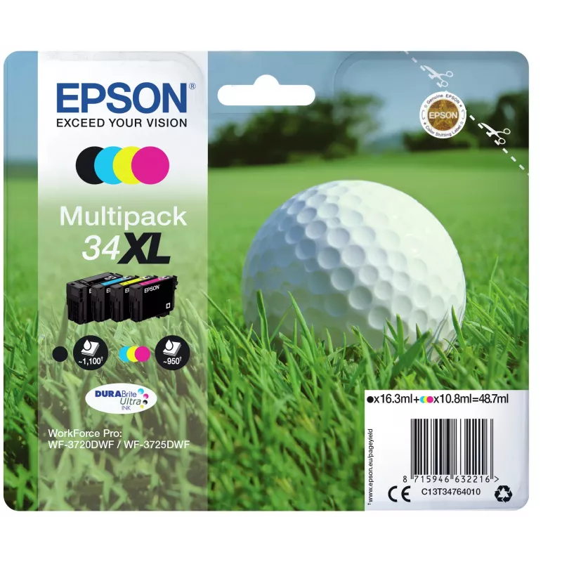 Epson Golfball συσκευασία 4 χρωμάτων 34XL DURABrite Ultra μελάνη