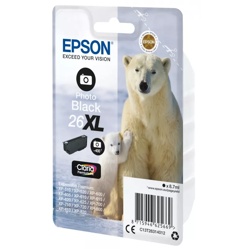 Epson Eisbär ατομική συσκευασία Photo μαύρο 26XL Claria Premium μελάνη