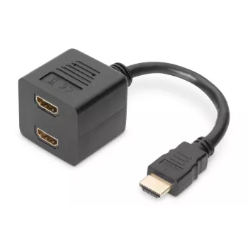 DIGITUS καλώδιο διανομής HDMI Y, Type A - 2x Type A M/W, 20cm παθητικό, Full HD, χρυσό μαύρο