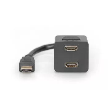 DIGITUS καλώδιο διανομής HDMI Y, Type A - 2x Type A M/W, 20cm παθητικό, Full HD, χρυσό μαύρο