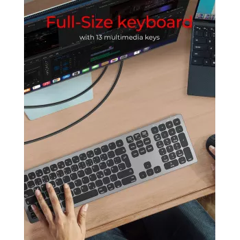 KeySonic KSK-8023BTRF (DE) Πληκτρολόγιο Universal Bluetooth QWERTZ Γερμανικό Ανθρακί, Μαύρο