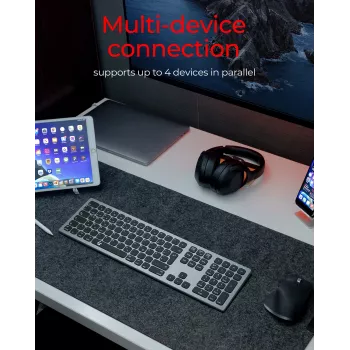KeySonic KSK-8023BTRF (DE) Πληκτρολόγιο Universal Bluetooth QWERTZ Γερμανικό Ανθρακί, Μαύρο