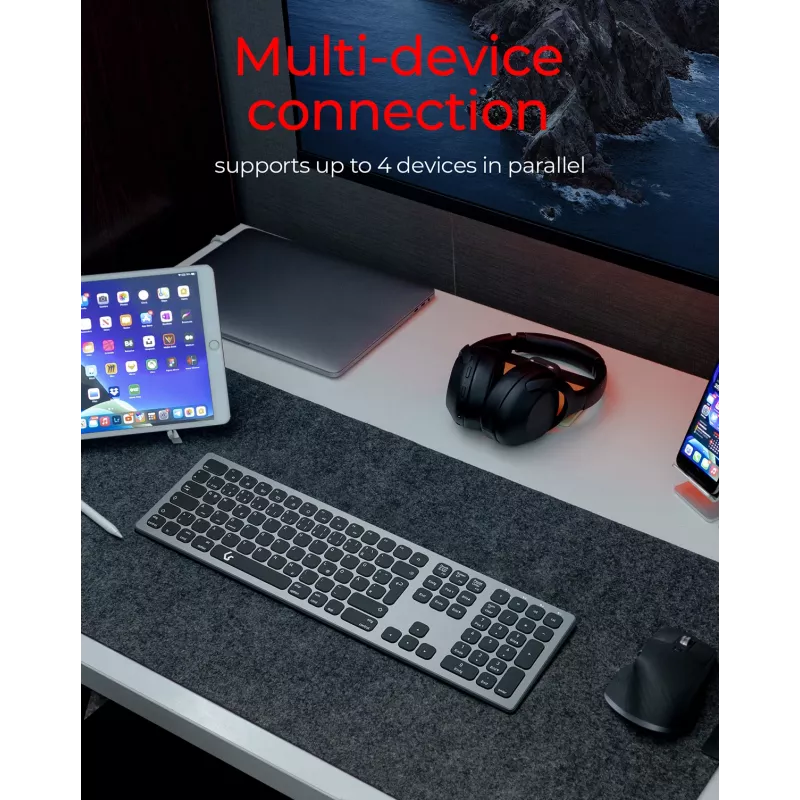 KeySonic KSK-8023BTRF (DE) Πληκτρολόγιο Universal Bluetooth QWERTZ Γερμανικό Ανθρακί, Μαύρο